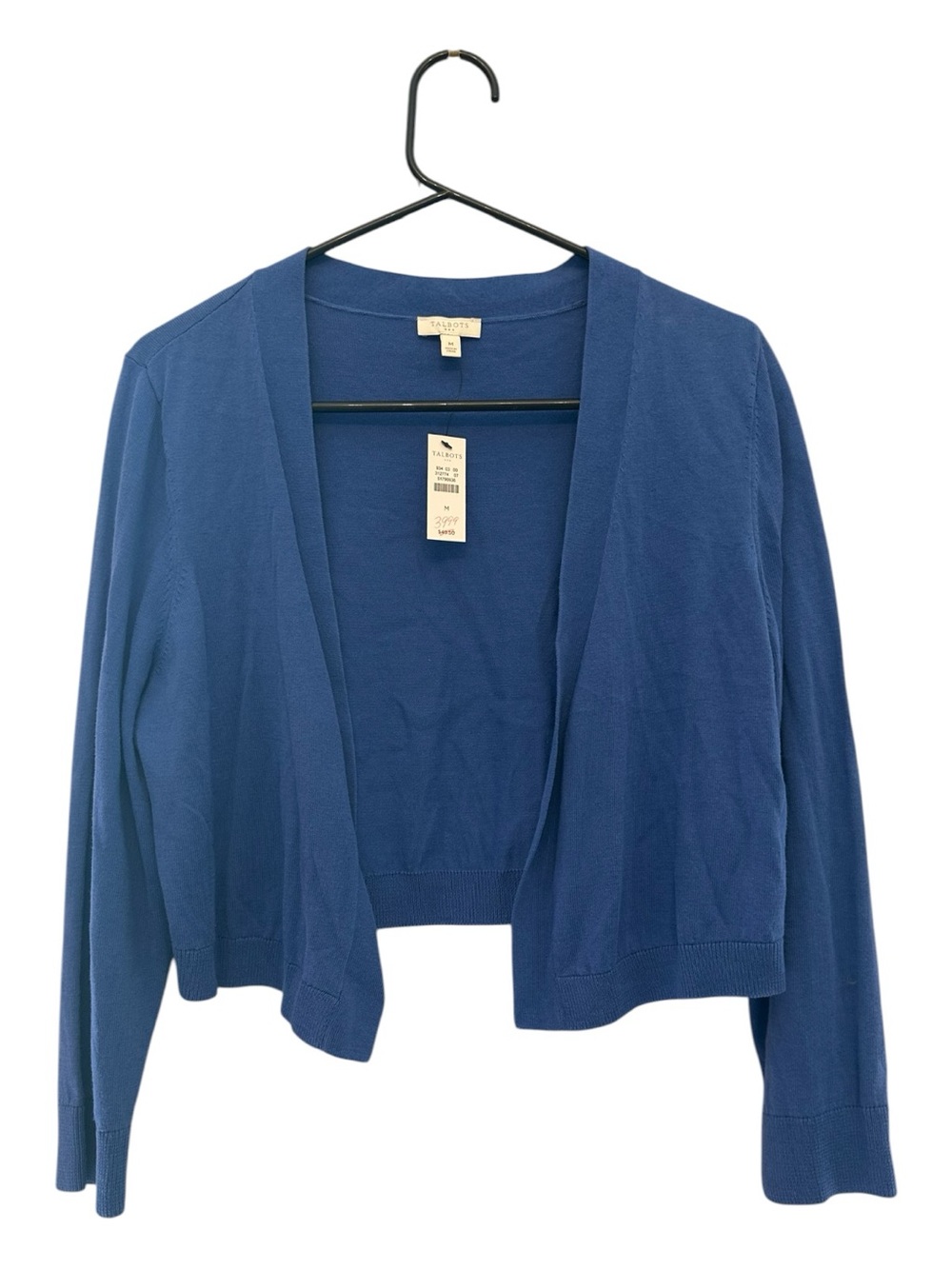 NWT Talbots Navy Open-Front Cropped Cardigan Size Medium